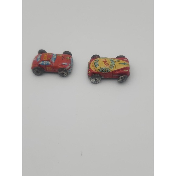 Vintage miniature doll house tin toy cars - Taxi & Police Chief - Picture 6 of 7